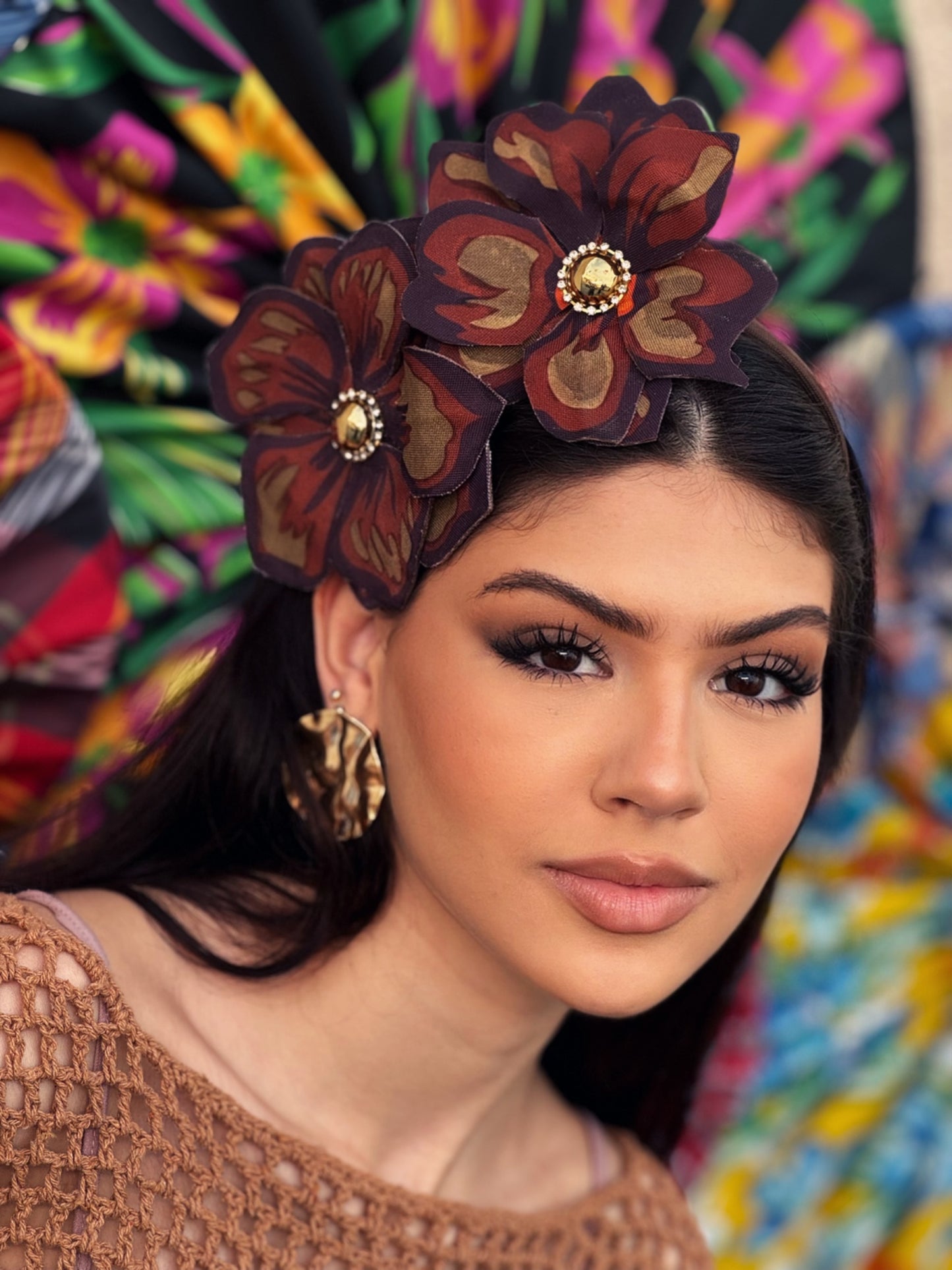 TIARA FLOR DE MAMULENGO - marrom