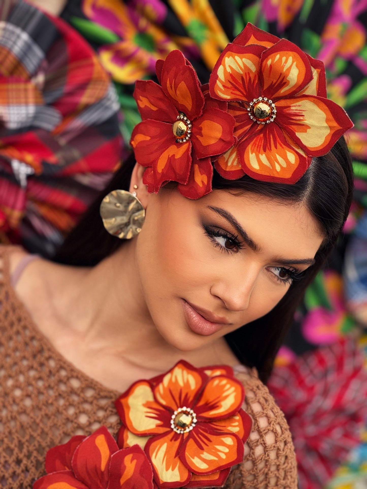 TIARA FLOR DE MAMULENGO -laranja