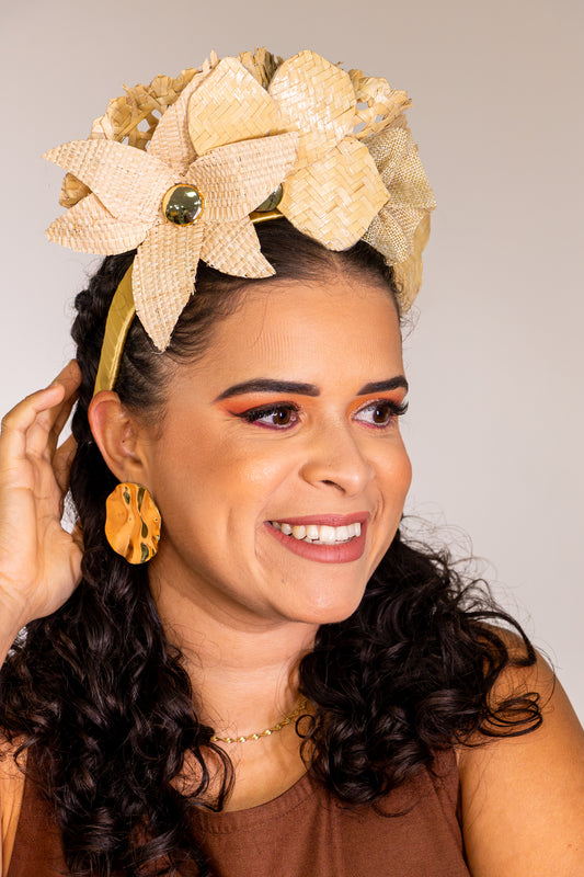 TIARA FLOR DE PALHA
