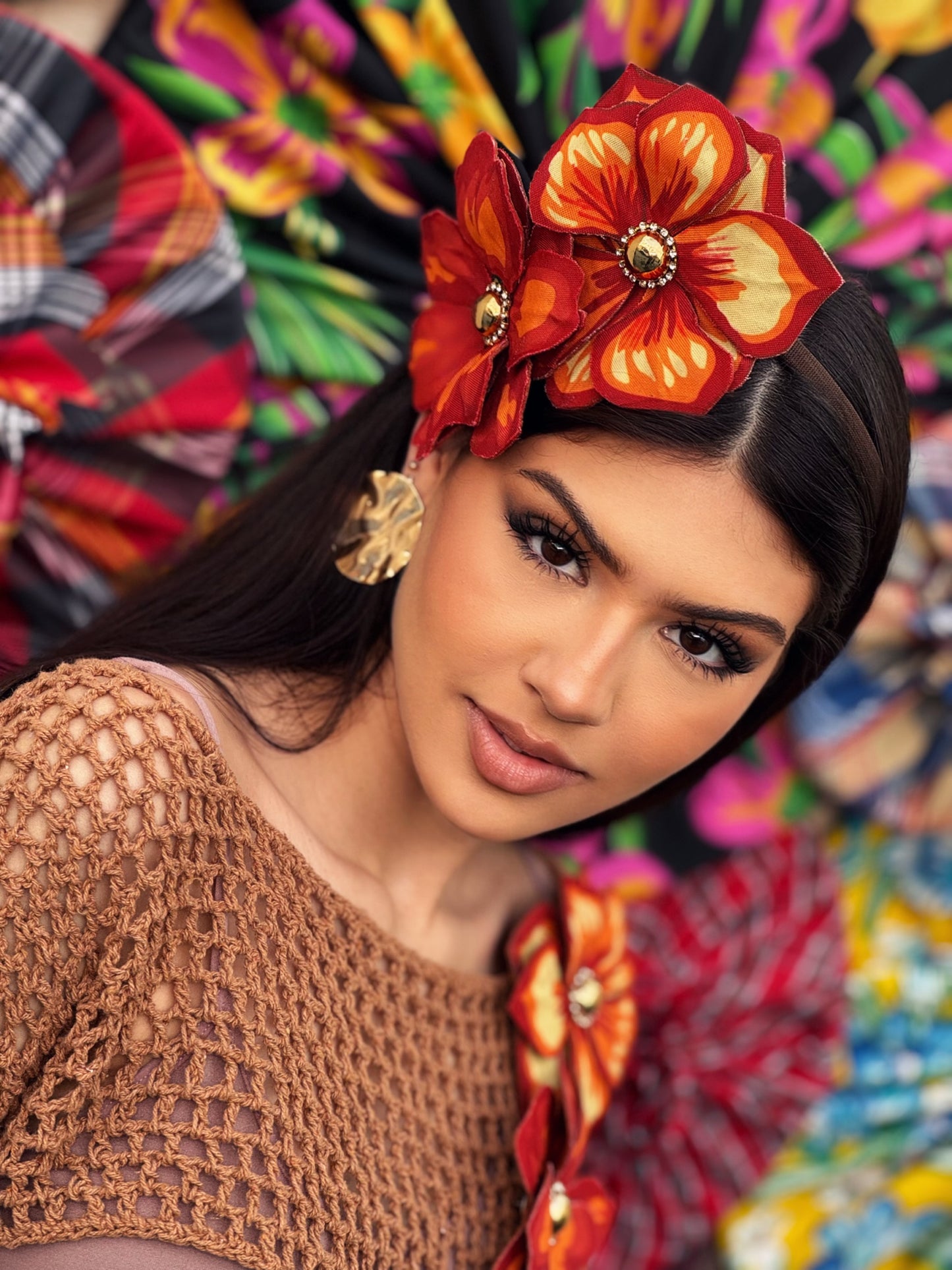 TIARA FLOR DE MAMULENGO -laranja