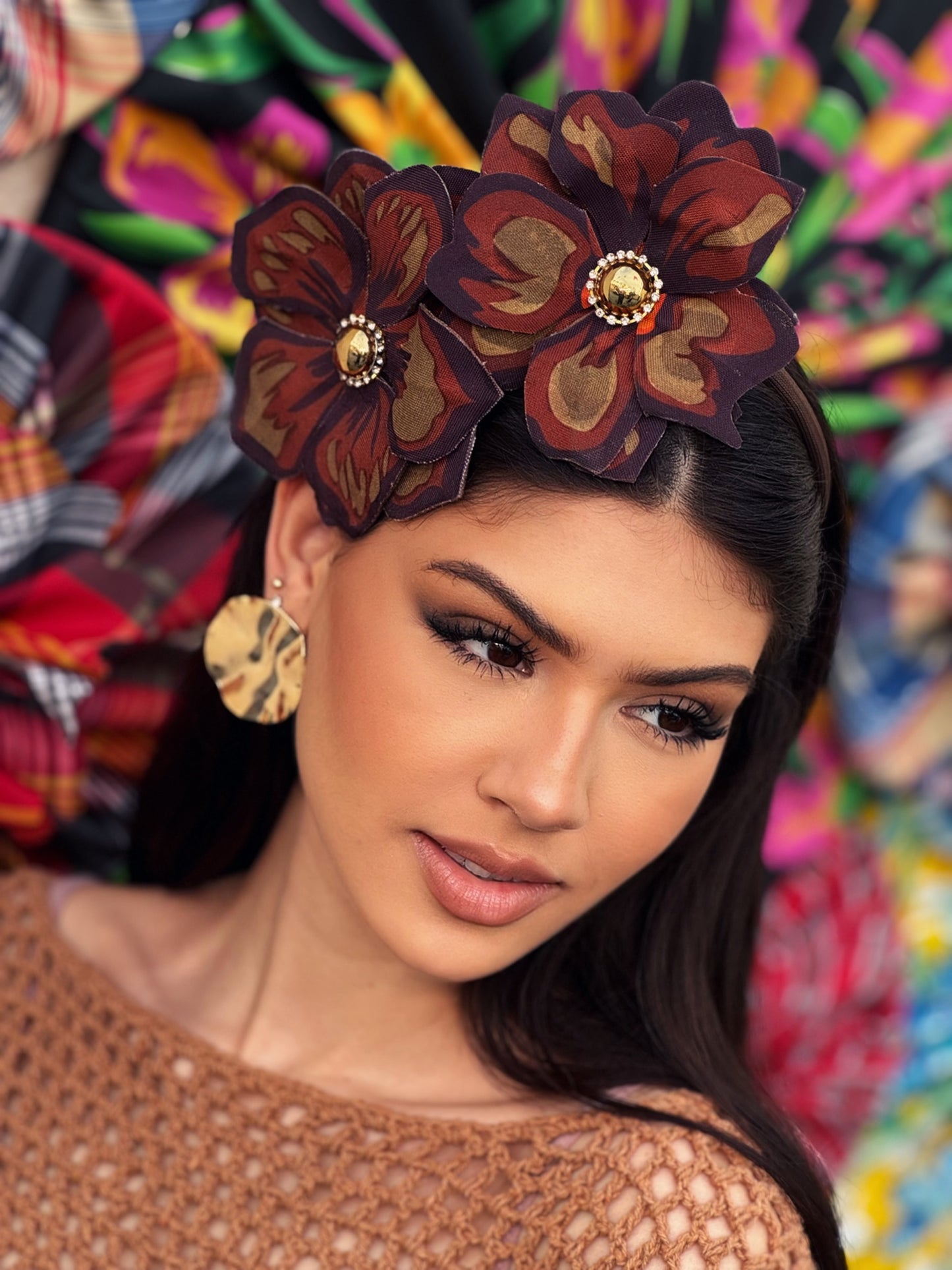 TIARA FLOR DE MAMULENGO - marrom