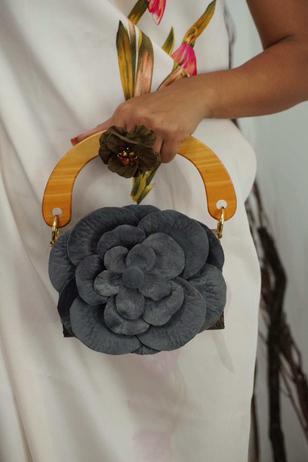 BAG MINI FLOWER CINZA